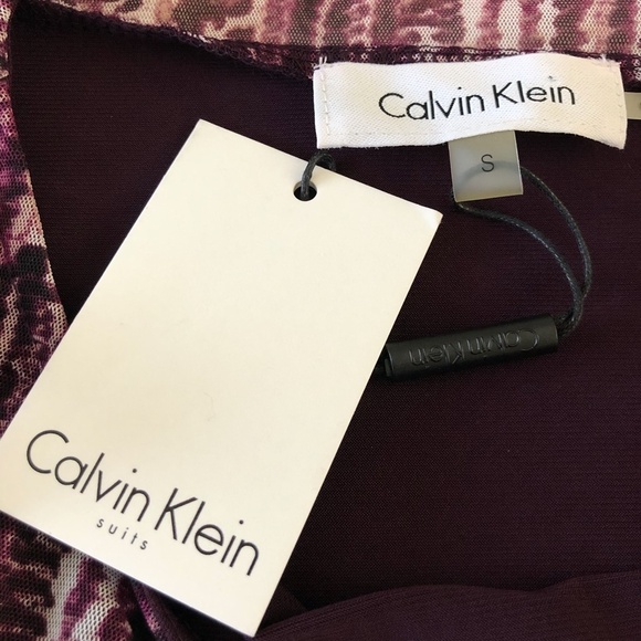 *CALVIN KLEIN* Purple Sheer Shoulder Top Size Small NWT - Picture 7 of 8